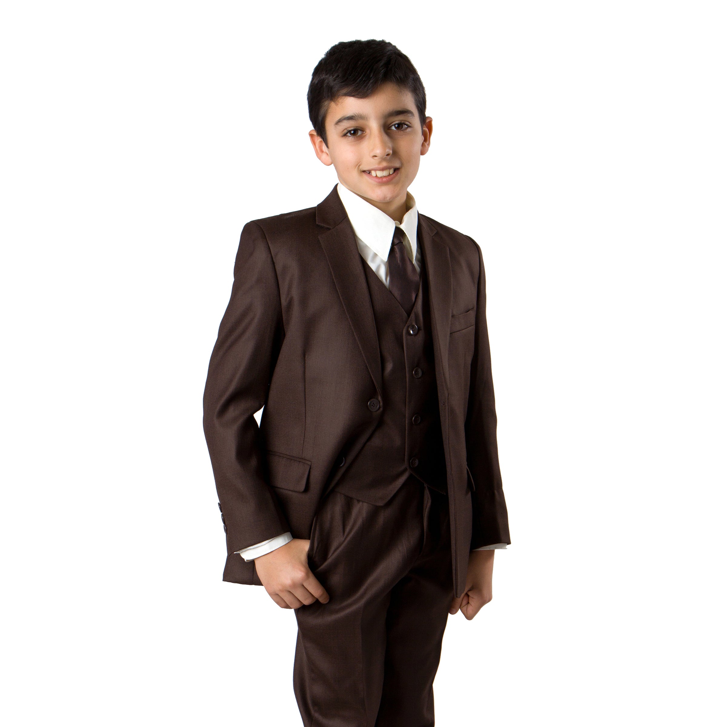 Tazzio Boy's 5pc Solid Suit With Shirt & Tie